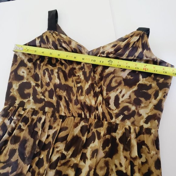 Jones New York Dress Leopard Print Silk Cocktail Tan Chocolate 12 - Picture 7 of 10